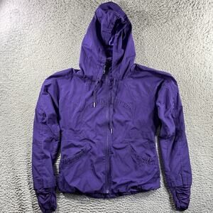 Lululemon Run In Stride Jacket Purple Size 4 Beaded Zipper Ruched Pocket Vintage
